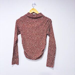 ACTIVE USA Brown cheetah mock neck top | Edgy everyday | Medium